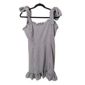 Koch Stella Mini Dress Ruffle Hem Striped Tie Straps M 8-10